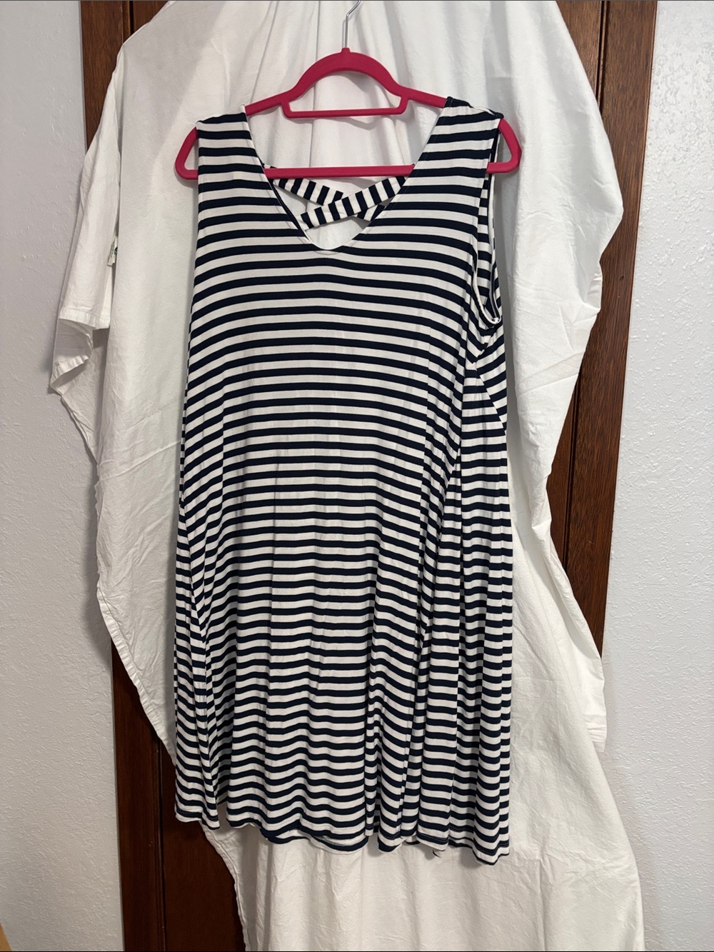 Style & Co. Black and White Striped Sleeveless Swing Dress